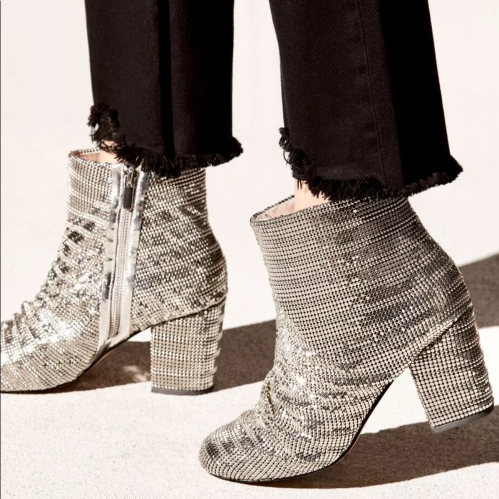 Free People Bling Metallic Boot silver Chainmail - Picture 3 of 6